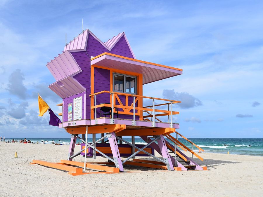 Pastel lifeguard stand on Miami Beach